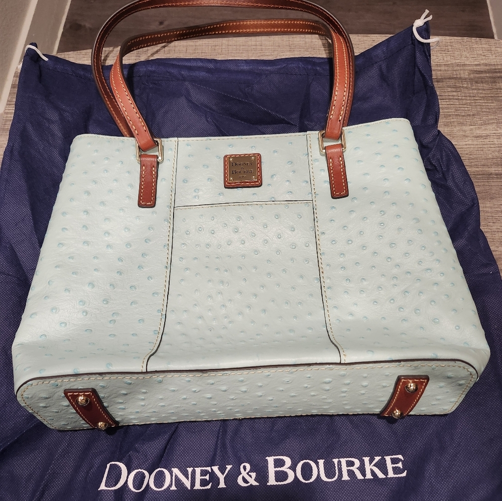 Dooney & Bourke womans Blue Ostrich Embossed Leather shoulder handbag